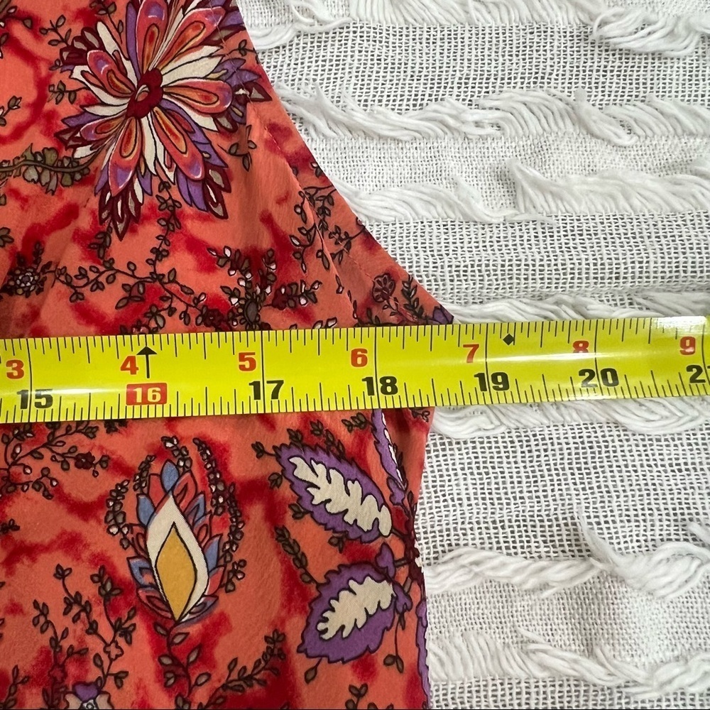 Y2K LinQ Los Angeles Women's Ruched Floral 100% Silk Set Sz L Boho Cottagecore - Picture 7 of 10